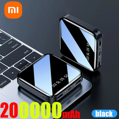 Xiaomi 200000mAh Mini Power Bank Portable Charger Mirror Screen LED Digital Powerbank External Battery for iPhone Xiaomi Huawei