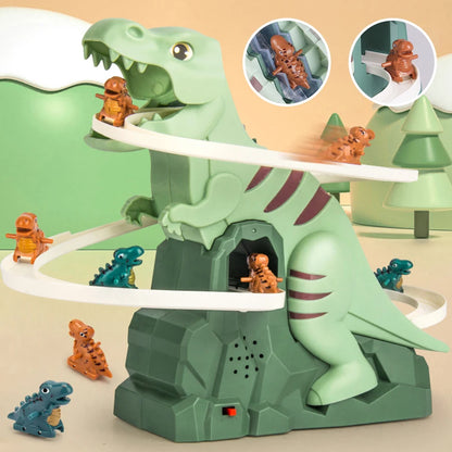 Tobogán de escalada con dinosaurios, juguete musical con 3 dinosaurios, divertido juguete con tobogán eléctrico con rompecabezas, regalo de Navidad para niños y niñas de Halloween