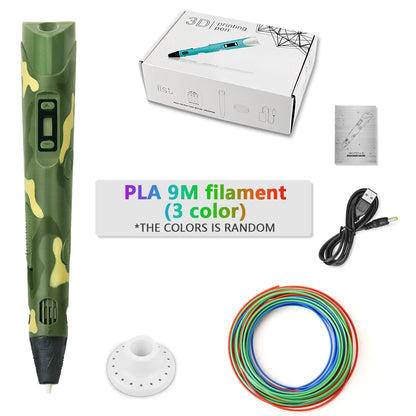 3D Pen For Children 3D Printing Drawing Pen DIY Funny Set for Kids Chidren Birthday Chrismas Creative Gift with PLA Filament