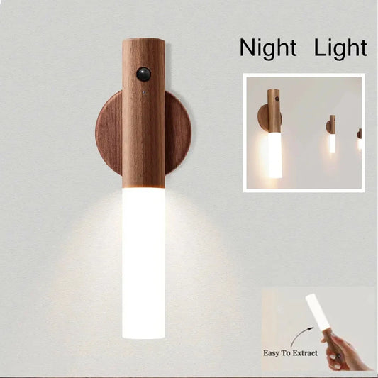 Veilleuse LED USB Lampe murale magnétique pour armoire de cuisine Placard Lumière de maison Escalier Chambre Table Déplacer Lampe Éclairage de chevet