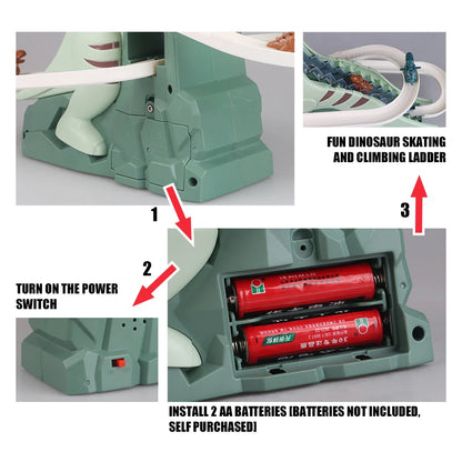 Tobogán de escalada con dinosaurios, juguete musical con 3 dinosaurios, divertido juguete con tobogán eléctrico con rompecabezas, regalo de Navidad para niños y niñas de Halloween