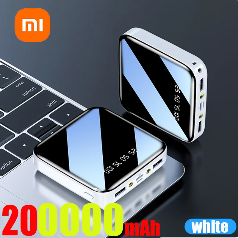 Xiaomi 200000mAh Mini Power Bank Portable Charger Mirror Screen LED Digital Powerbank External Battery for iPhone Xiaomi Huawei