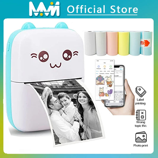 MMN Mini Bluetooth Thermal Printer – Portable Inkless Label, Memo & Photo Printer
