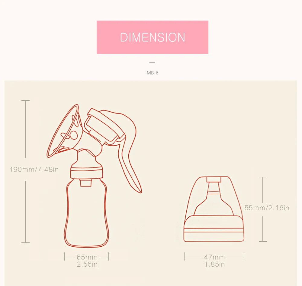 Dr.isla Breast Pump Manual Suction Milk Pump Feeding Breasts Pumps Milk Bottle Sucking Postpartum Supplies BPA Free