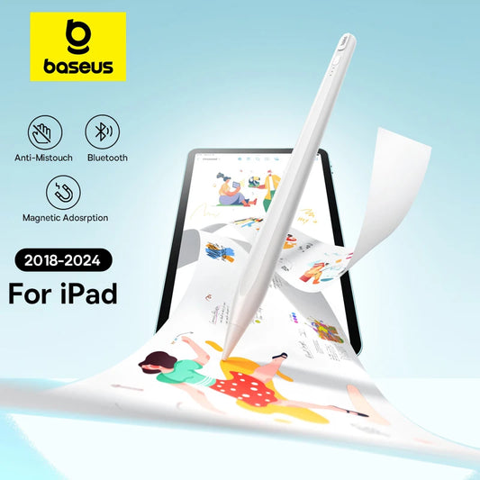 Baseus 3rd Gen Bluetooth Stylus Apple Pencil Alternative: Palm Rejection & Magnetic Suction for iPad Pro, Air & Mini (2018-2024)