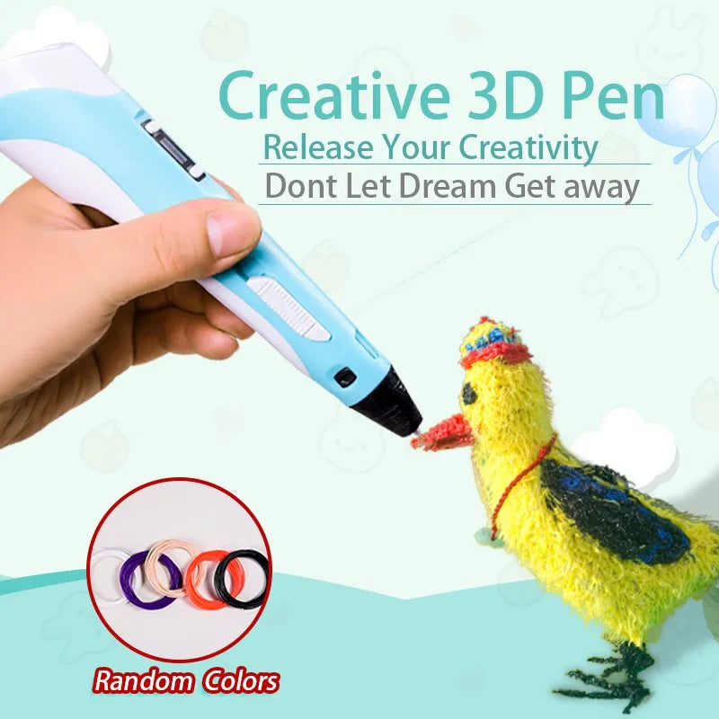 3D Pen For Children 3D Printing Drawing Pen DIY Funny Set for Kids Chidren Birthday Chrismas Creative Gift with PLA Filament