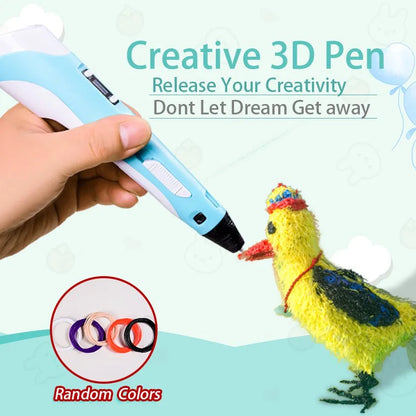 3D Pen For Children 3D Printing Drawing Pen DIY Funny Set for Kids Chidren Birthday Chrismas Creative Gift with PLA Filament