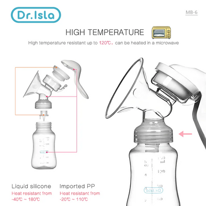 Dr.isla Breast Pump Manual Suction Milk Pump Feeding Breasts Pumps Milk Bottle Sucking Postpartum Supplies BPA Free