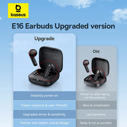 Baseus Bowie E16 Wireless Earbuds  Bluetooth: 30H Battery  IPX4 Waterproof Type-C Charging Case