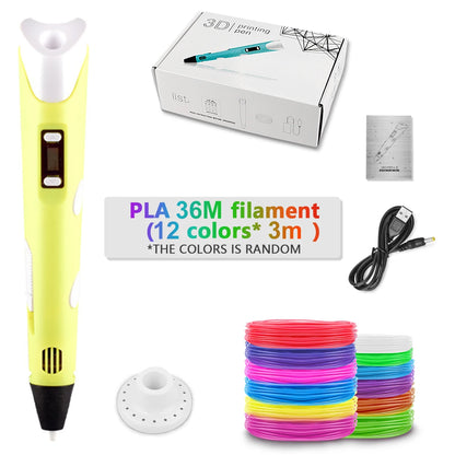 3D Pen For Children 3D Printing Drawing Pen DIY Funny Set for Kids Chidren Birthday Chrismas Creative Gift with PLA Filament